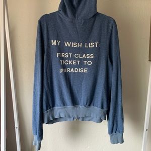 Wildfox First Class Ticket to Paradise Zippered Hoodie Sweater Jacket
